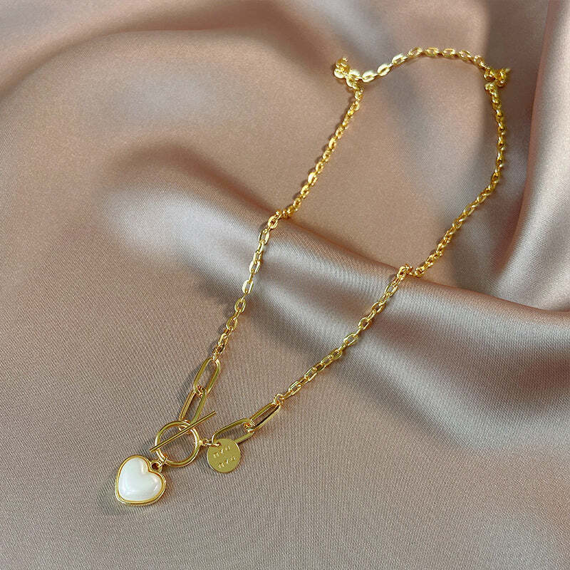 レトロ 一目惚れ スタイリッシュ チェーン ネックレス アクセサリー<ins-2781>