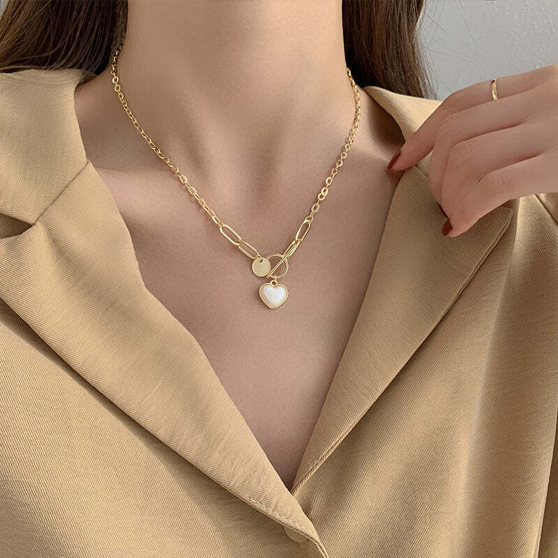 レトロ 一目惚れ スタイリッシュ チェーン ネックレス アクセサリー<ins-2781>