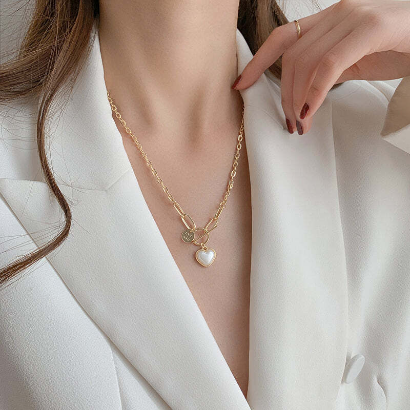 レトロ 一目惚れ スタイリッシュ チェーン ネックレス アクセサリー<ins-2781>
