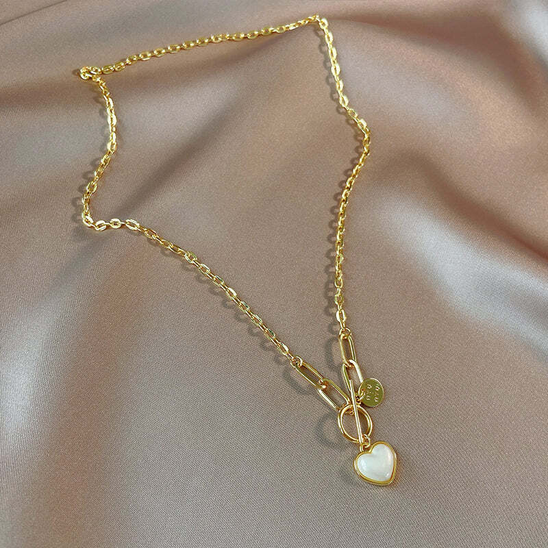 レトロ 一目惚れ スタイリッシュ チェーン ネックレス アクセサリー<ins-2781>